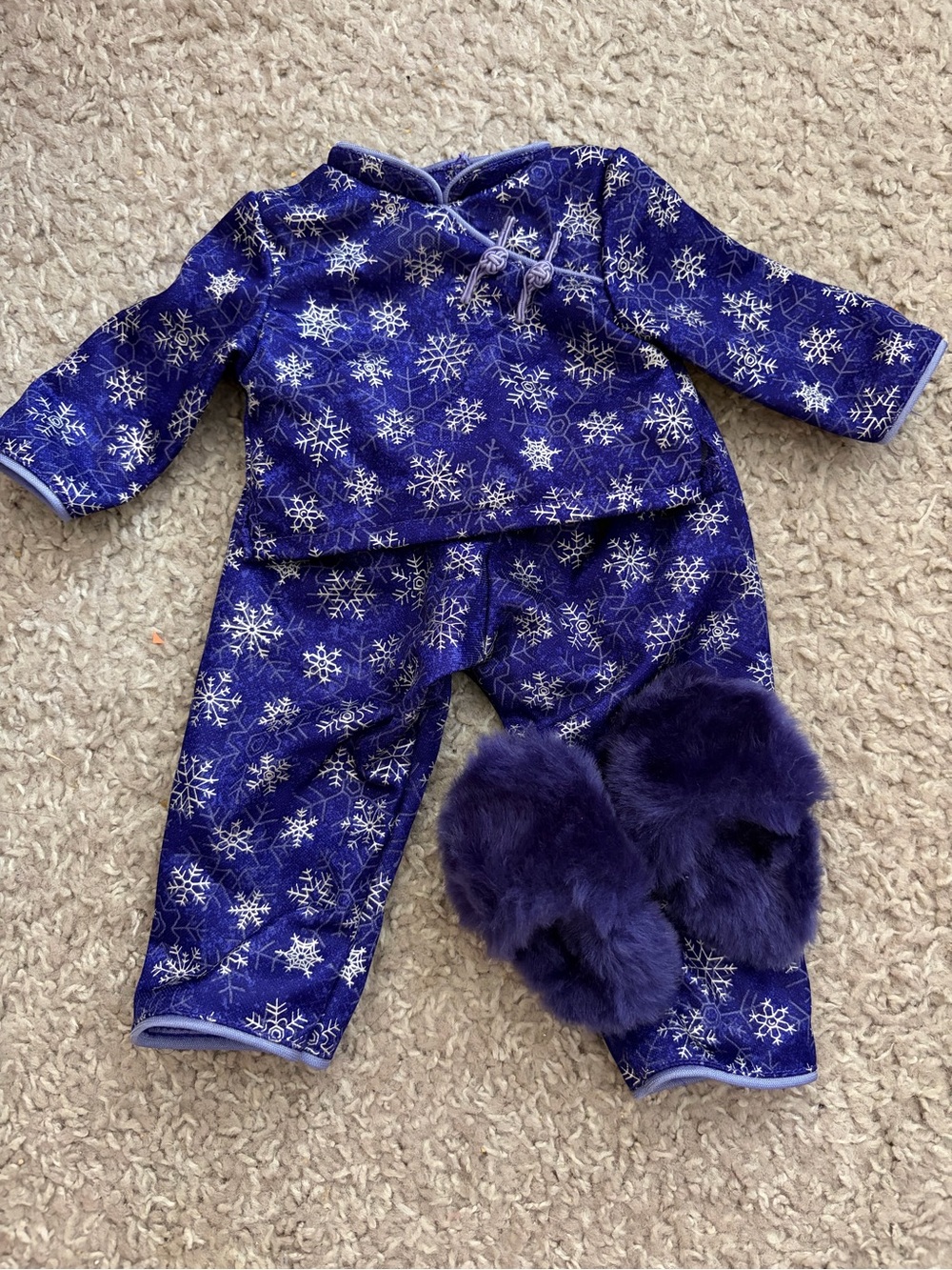American Girl Purple Snowflake Pajama Set with Slippers